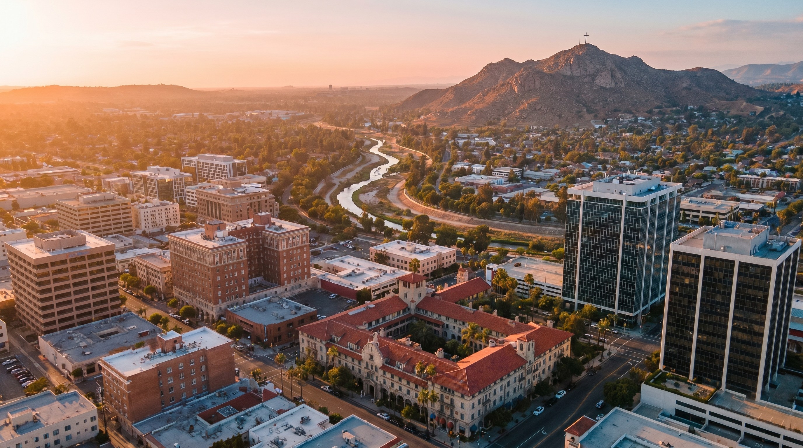 Riverside California business district and Mission Inn historic area